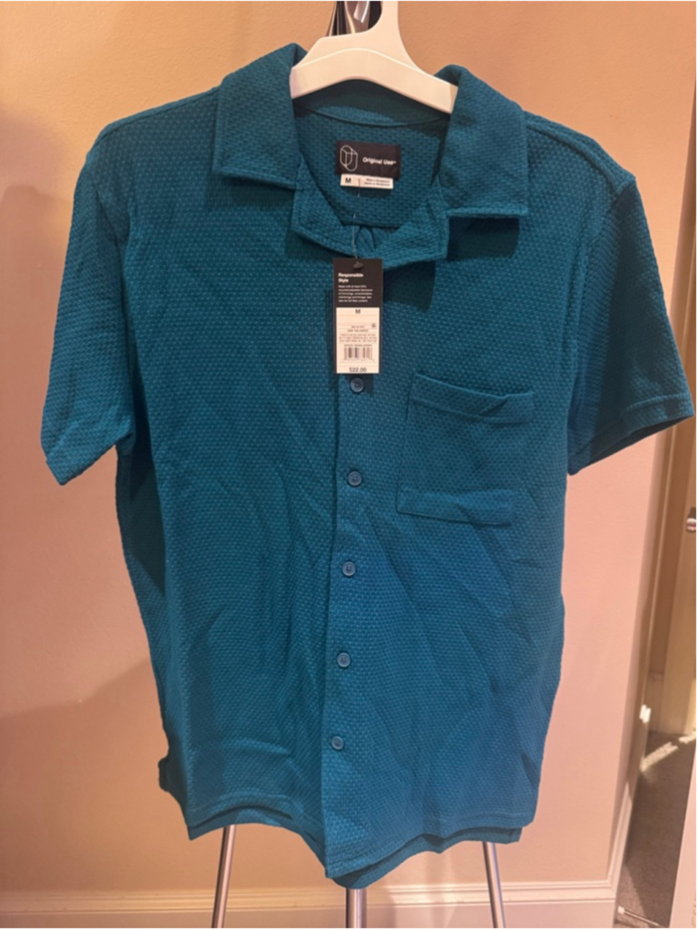 Original Use Men's Teal Button Down Shirt Medium